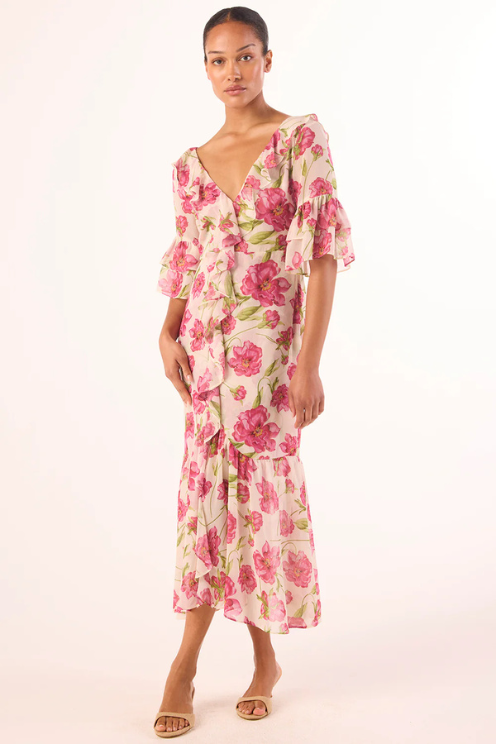 Madeline Dress - Fuchsia Blooms