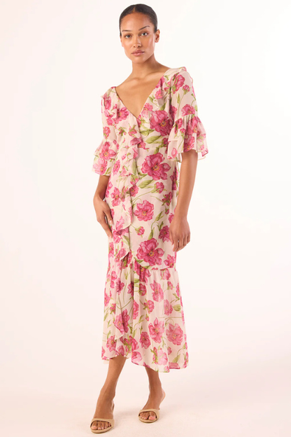 Madeline Dress - Fuchsia Blooms
