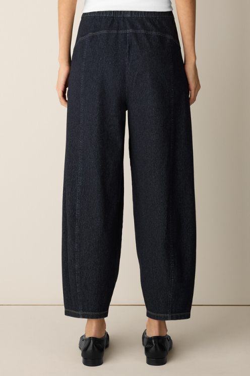Cotton Indigo Knit Denim Lantern Pant
