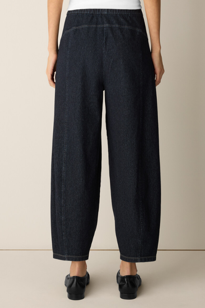 Cotton Indigo Knit Denim Lantern Pant