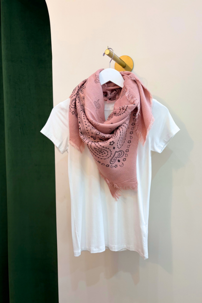 Paisley Wool Scarf Rose