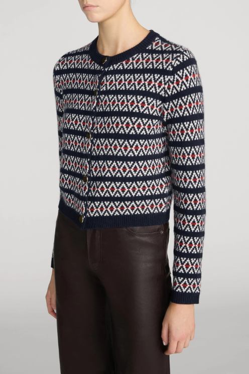 The Cashmere Cardi - Navy Fairisle