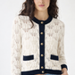 Contrast Trim Pointelle Cardigan
