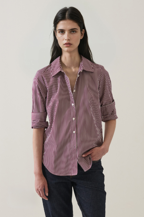 Long Sleeve Cotton Stripe Essential Shirt