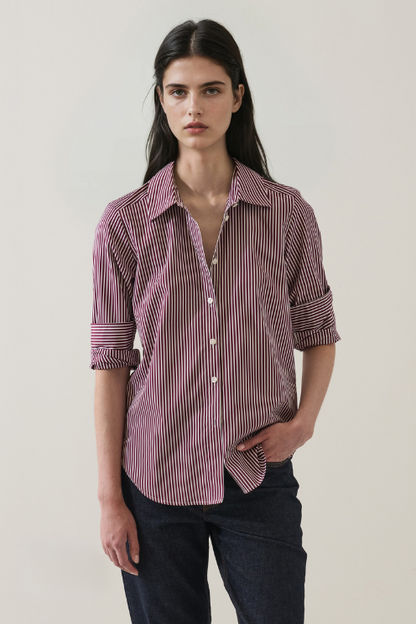 Long Sleeve Cotton Stripe Essential Shirt