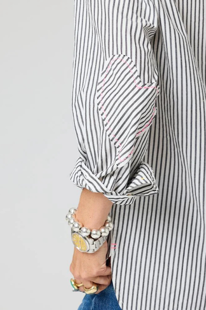 Mia Stripe Shirt - Black & White