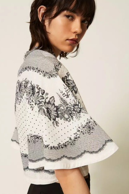Jacquard Satin Blouse