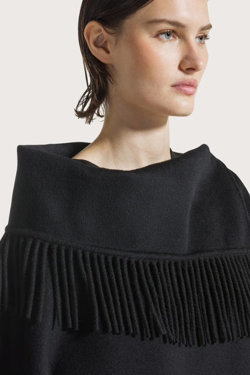 Cashmere Blend Fringe Cape