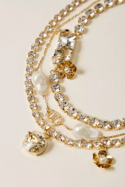 Rhinestone and Floral Necklace