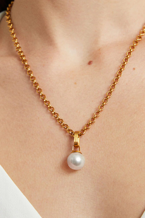 Manhattan Gemstone Pendant Necklace - Pearl
