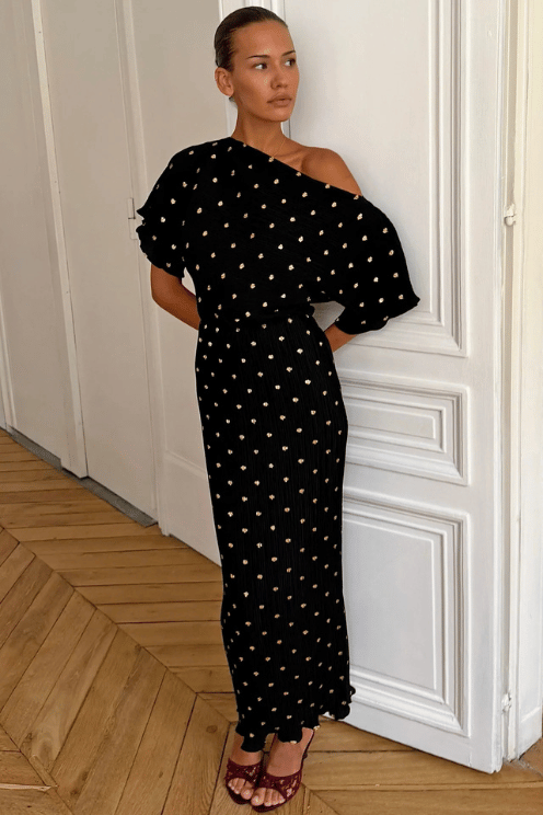 Black Tilly Dress with Gold Fleck