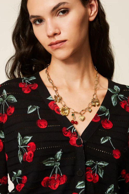 Cherry Print Cotton Cardi