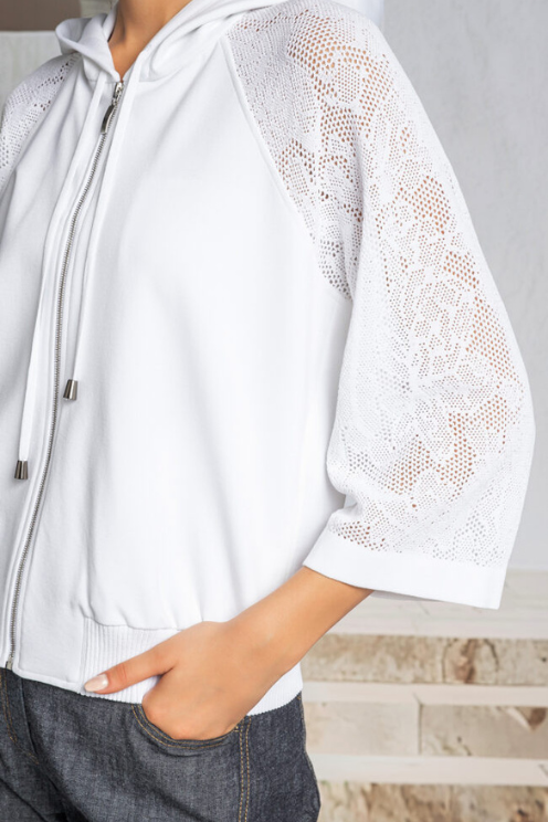 Milano Lace Sleeve Zip Hoodie