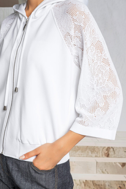Milano Lace Sleeve Zip Hoodie
