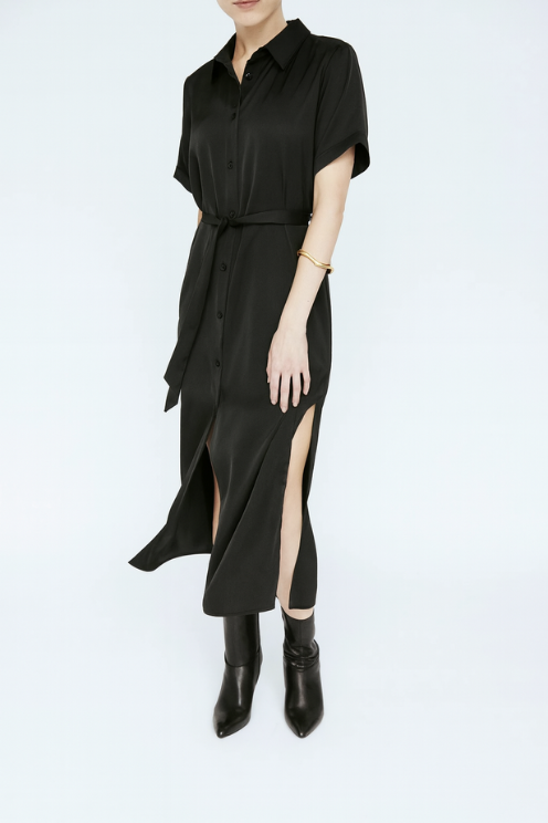 Butter Satin Shirt Dress