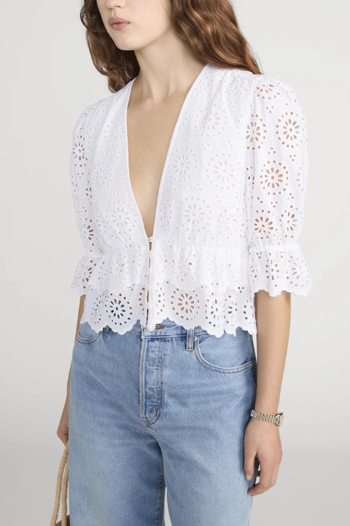 The Solstice Eyelet Blouse Blouse