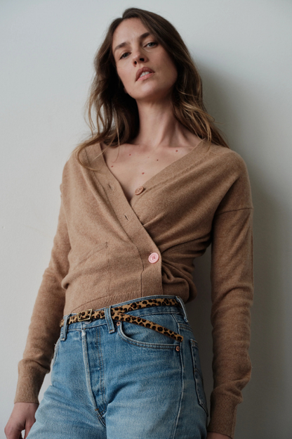 The Wrap Cardigan - Camel Cashmere Blend