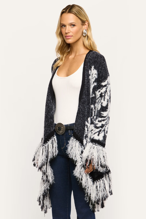Naiad Jacquard Fringe Cardigan