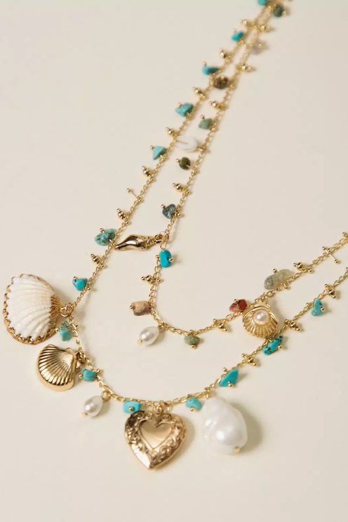 Multi Stone Charm Necklace