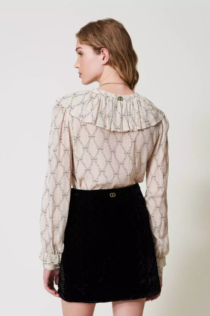 Creponne Blouse with Bow Print