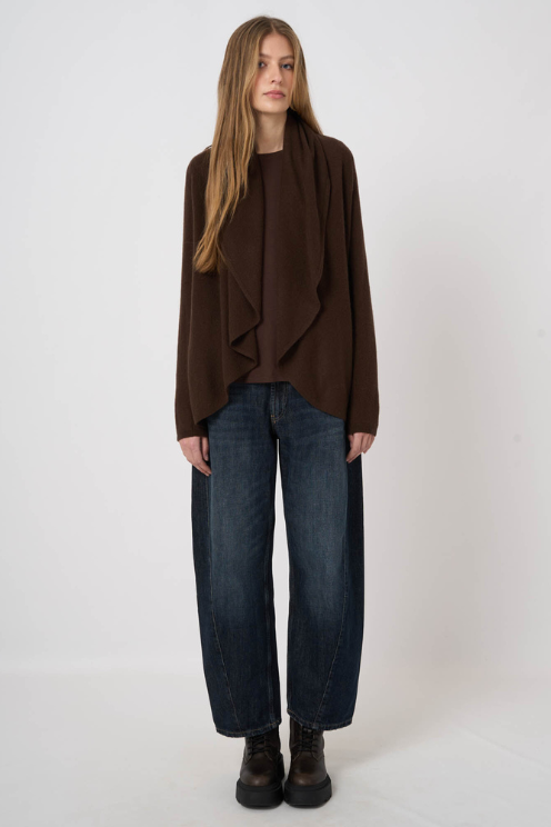 Organic Cashmere Shawl-Collar Cardigan