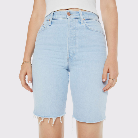 Mother High Waisted Rider Bermuda Short Fray