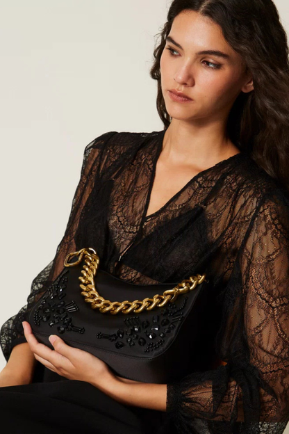Liliane Satin Bag with Embroidery