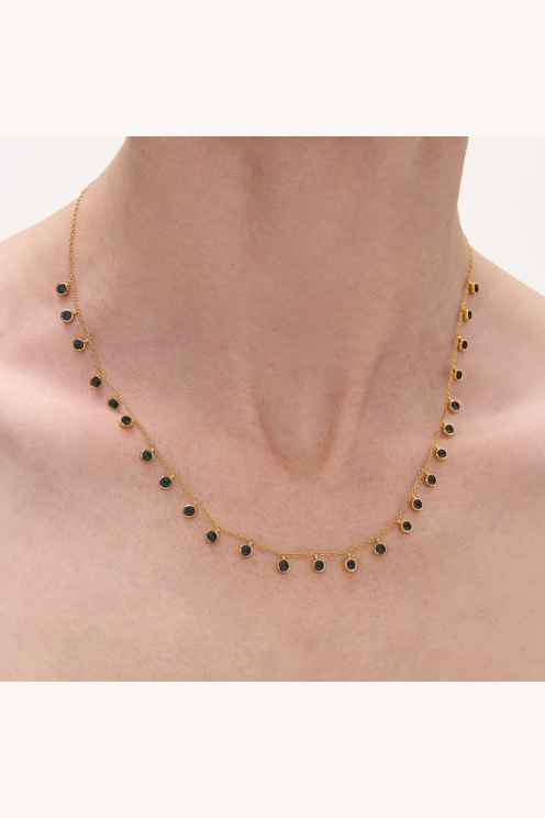 Orsay Charm Necklace - Black CZ