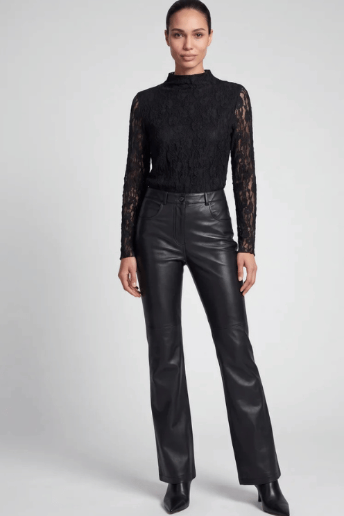 Faux Leather Slim Flare Pants