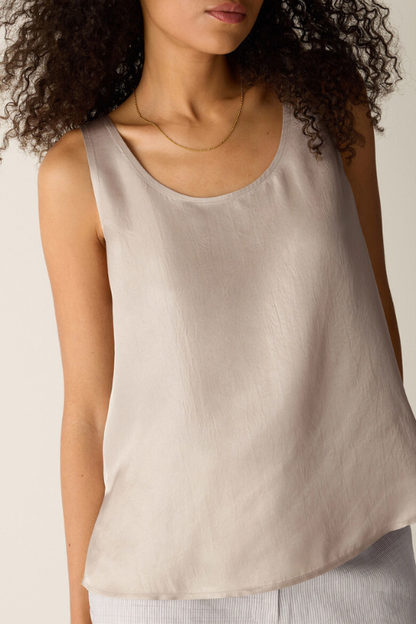 Lightweight Satin Shimmer Scoop Neck Tank
