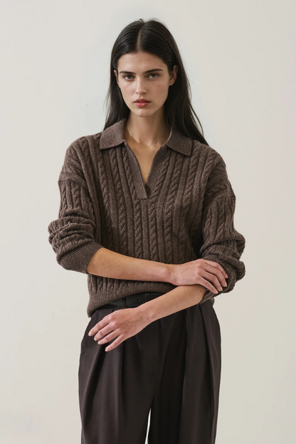 Superfine Wool Cable Relaxed Polo