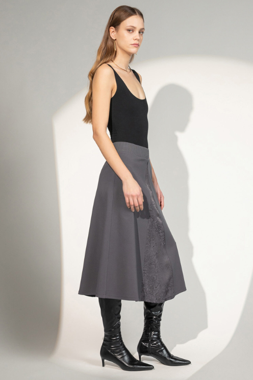 Milano Stitch Satin Panel Skirt