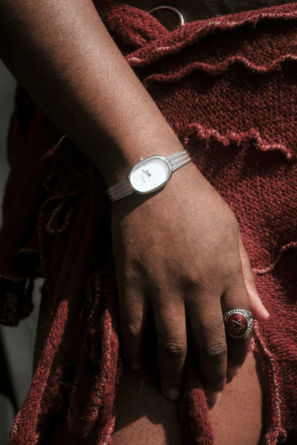 Jane Tethered Watch - Silver/Pearl