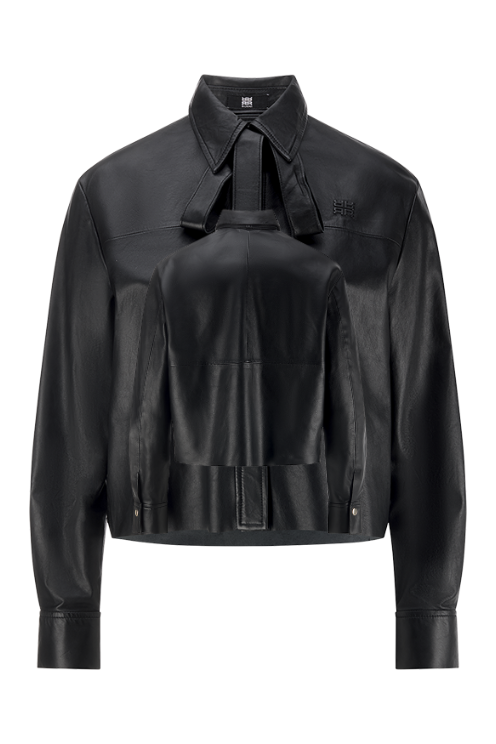Leather Blouse with Jacket Detail
