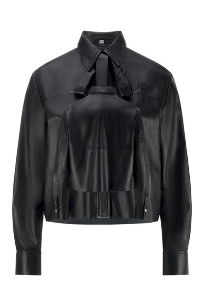 Leather Blouse with Jacket Detail