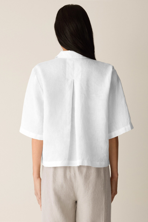Organic Handkerchief Linen Elbow-Sleeve Shirt