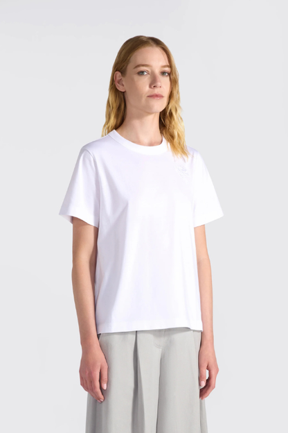 Rose Embroidered White Tee