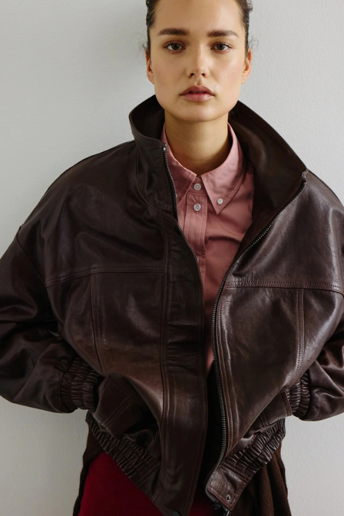 Oversized Leather Bomber