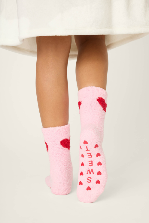 Heart Print Socks with Grippers