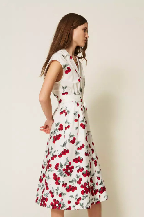 Cherry Cotton Poplin Dress