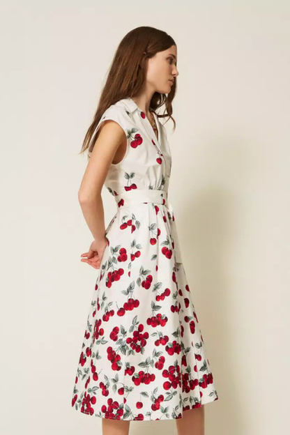 Cherry Cotton Poplin Dress