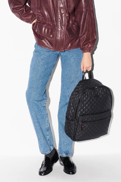Lightweight Black Quilted Metro Backpack