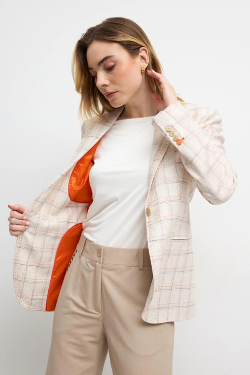 Ajedrea Check Linen Blazer