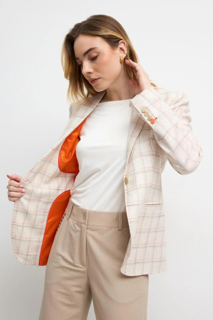 Ajedrea Check Linen Blazer