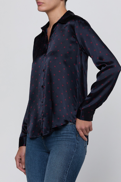 Tyler L/s Blouse - Sangria Polka Dot