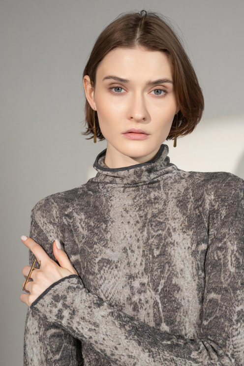 Jacquard Turtleneck Top
