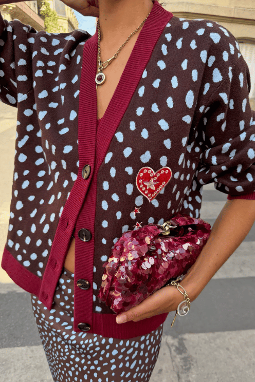 Embroidered Deer Print Cardigan