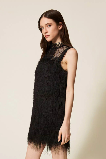 Mini Fringe and Tulle Dress