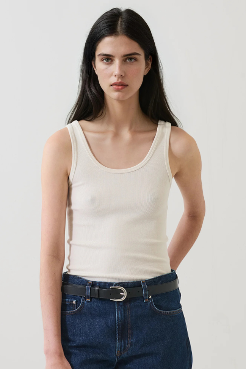 Pima Cotton Stretch Scoop Neck Rib Tank