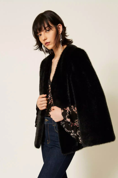 Faux Fur Cape Jacket